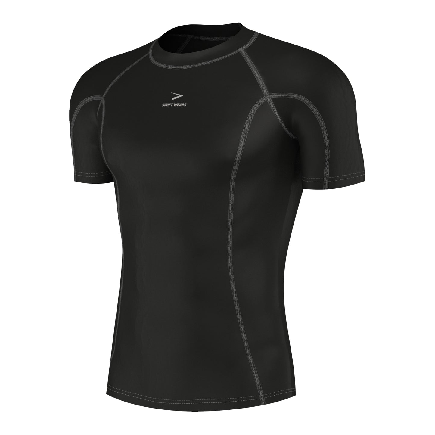 Men's Half Sleeve Compression T-Shirt Black & Grey