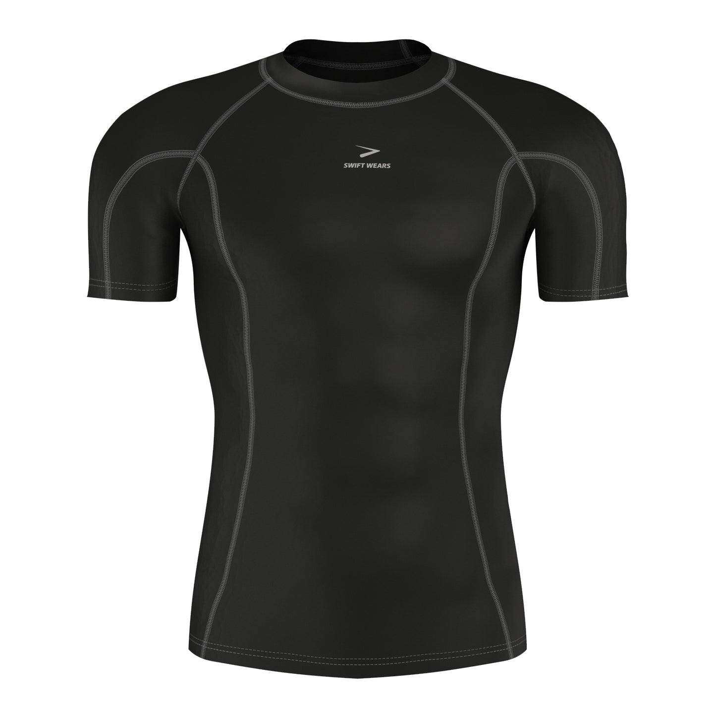Men's Half Sleeve Compression T-Shirt Black & Grey
