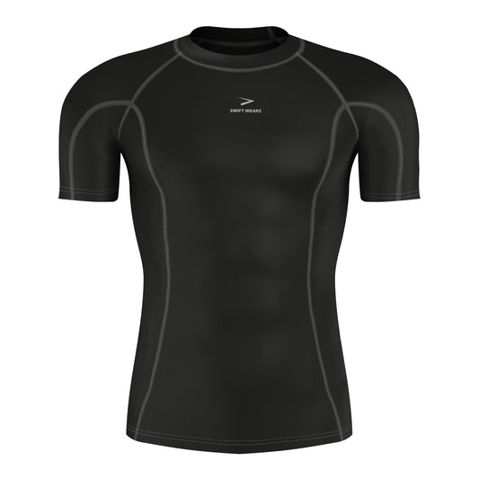 Men's Full Sleeve Compression Tee T-Shirt Black & Gray