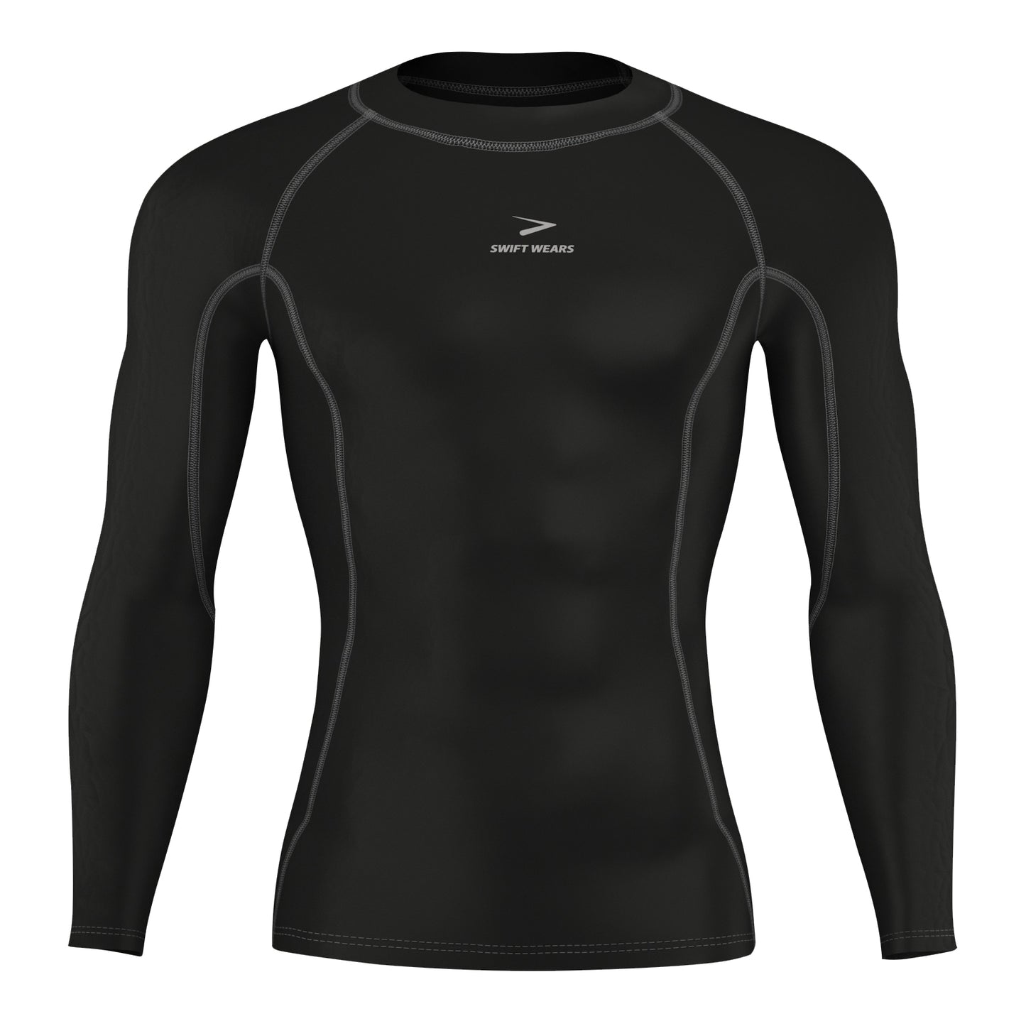 Men's Full Sleeve Compression Tee T-Shirt Black & Gray