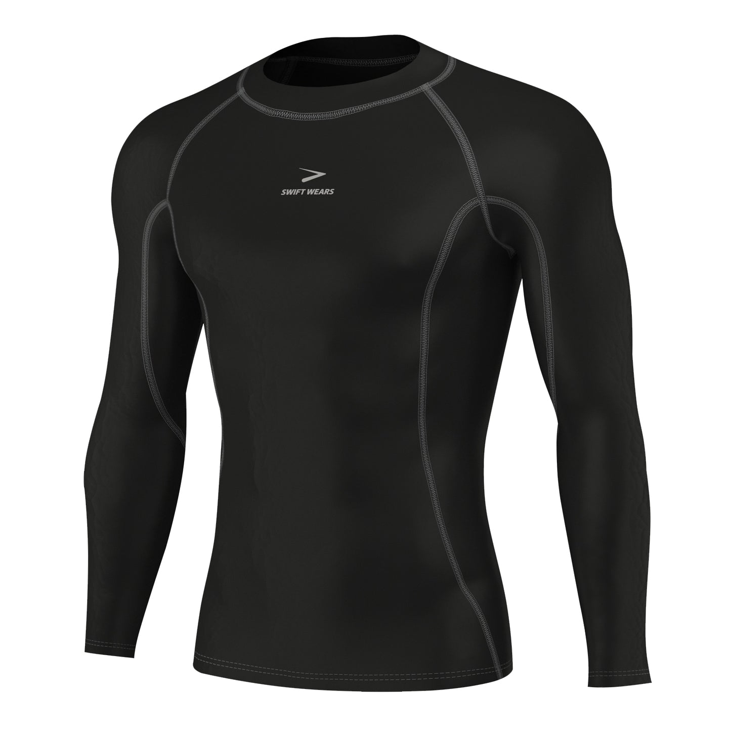 Men's Full Sleeve Compression Tee T-Shirt Black & Gray