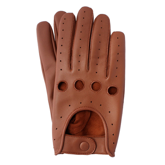 Leather Driving Gloves 100% Real Genuine Lambskin Tan
