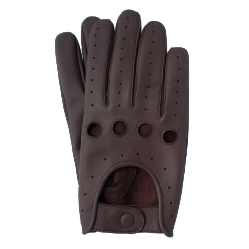 Leather Driving Gloves 100% Real Genuine Lambskin Dark Brown
