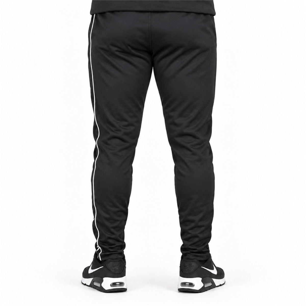 Men's Quick Dry Training Trousers – Black with White Piping