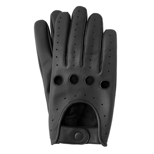 Leather Driving Gloves 100% Real Genuine Lambskin Black
